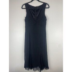 Elie Tahari Women's Midi Dress Size 8 ? Black Knot Front Crinkled Pleated Ruffle